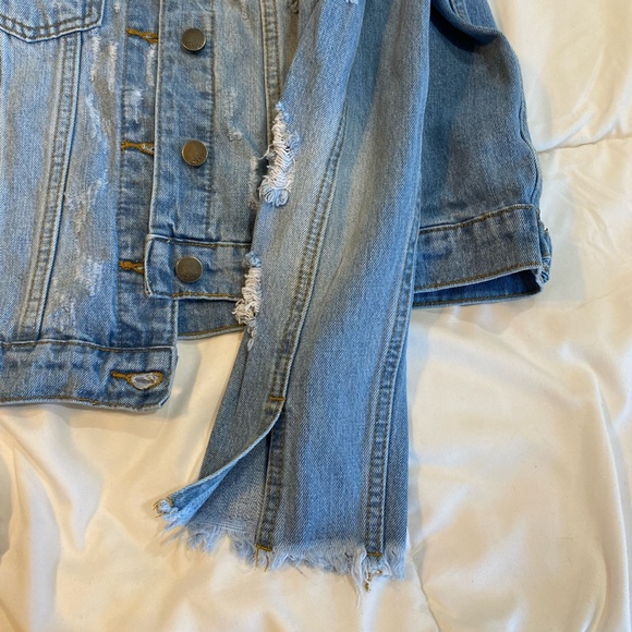 Distress Denim Womens Jacket Natures Denim Pink Lilly Size L - Picture 9 of 11